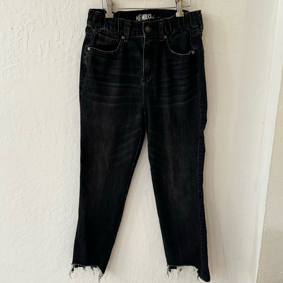 Rewash Black Distressed Elastic Waist Denim Jeans 5/27 - Picture 1 of 10